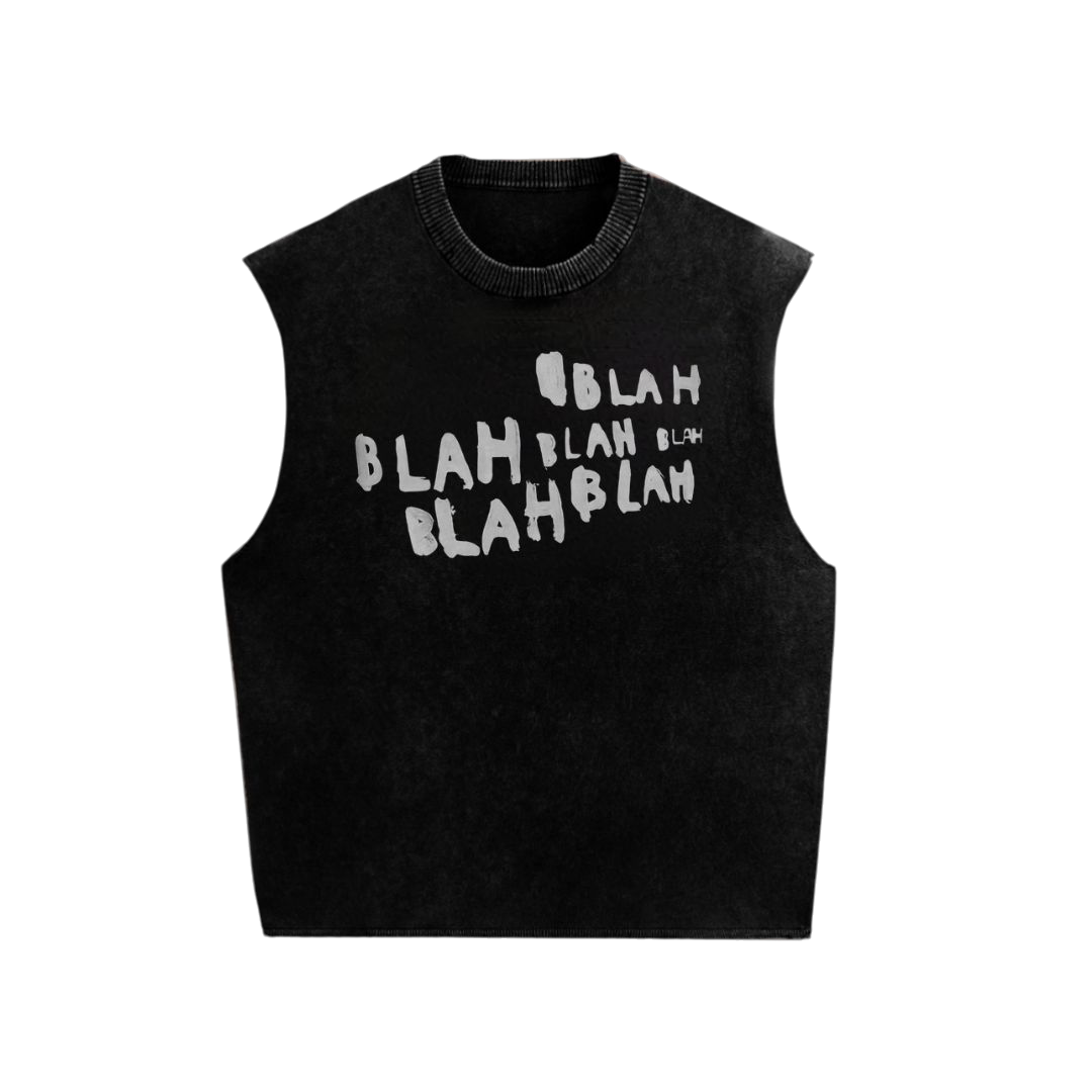 Blah Blah Blah Sleeveless Gym T-Shirt – Black