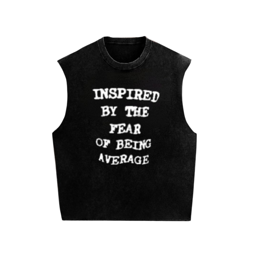 Fear of Being Average Sleeveless Gym T-Shirt – Black