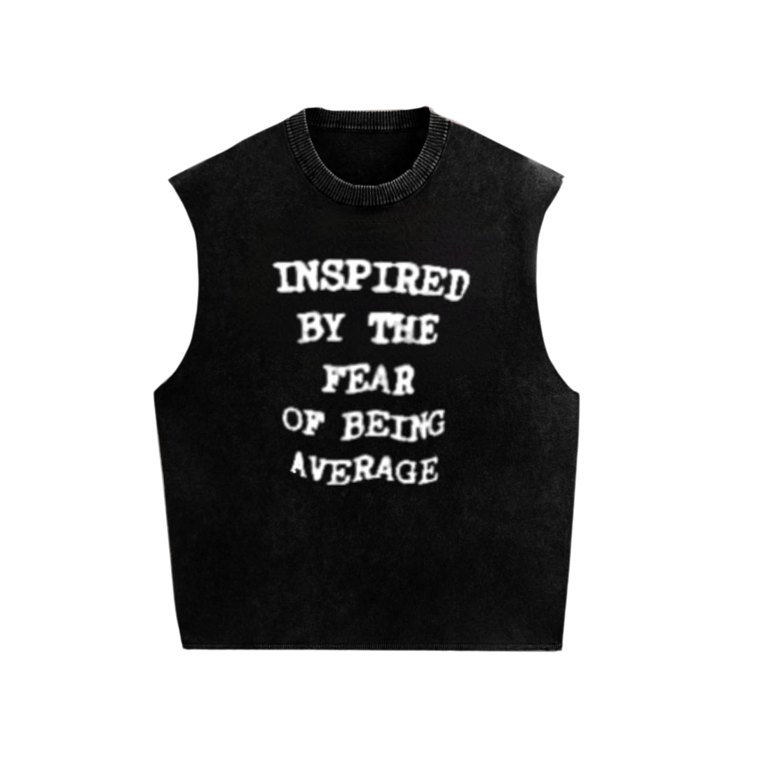 Fear of Being Average Sleeveless Gym T-Shirt – Black