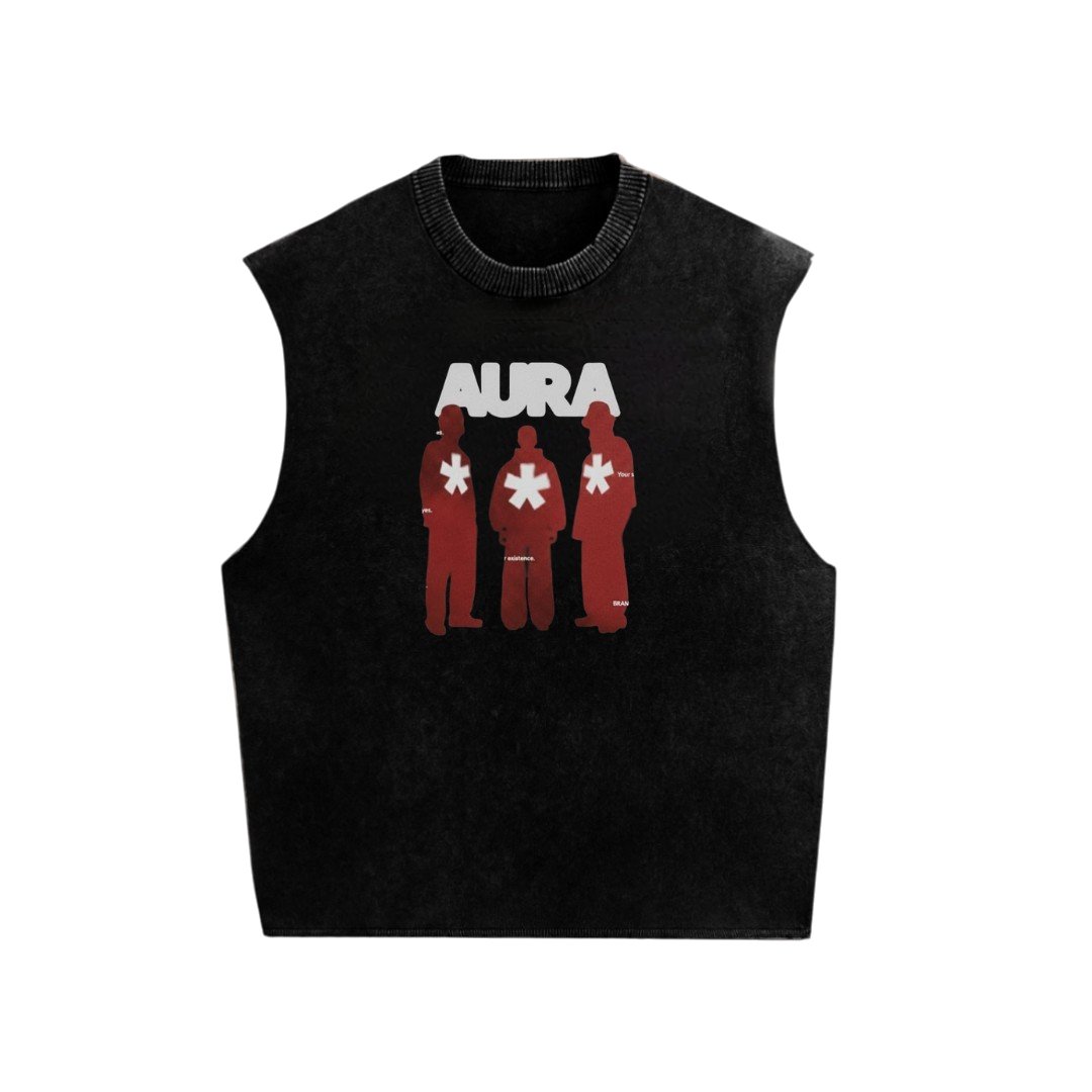 Aura Acid Wash Oversized Sleeveless Tank | Premium Graphic Streetwear