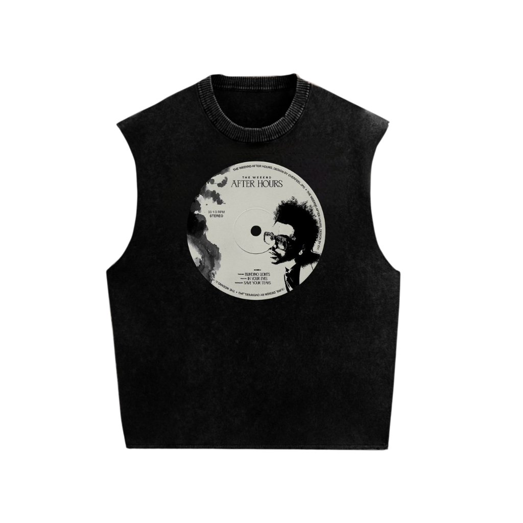 The Weeknd After Hours Acid Wash Oversized Sleeveless Tank | Premium Music Streetwear