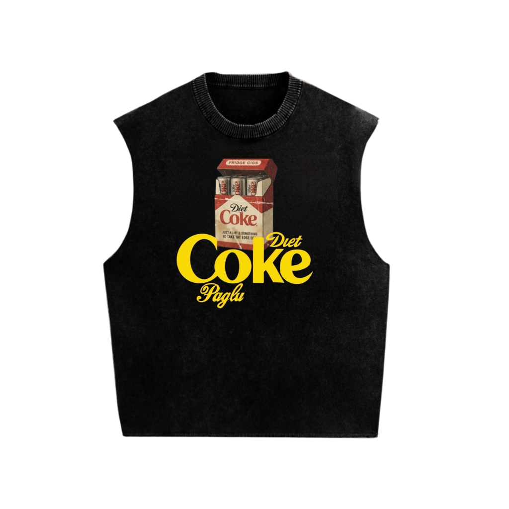 Diet Coke Paglu Vintage Acid Wash Oversized Sleeveless Tank | Premium Streetwear