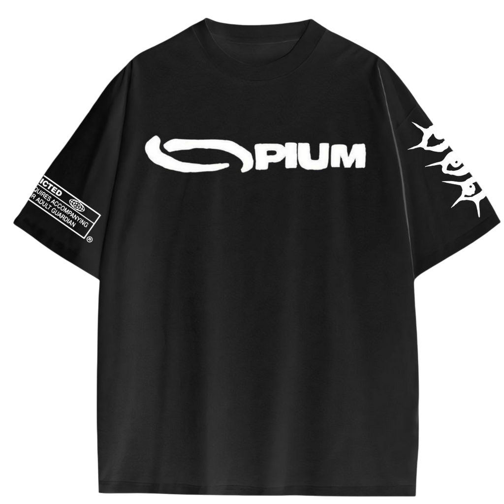Opium Fusion Oversized T-Shirt – Dark Aesthetic Black Streetwear Graphic Tee for Men