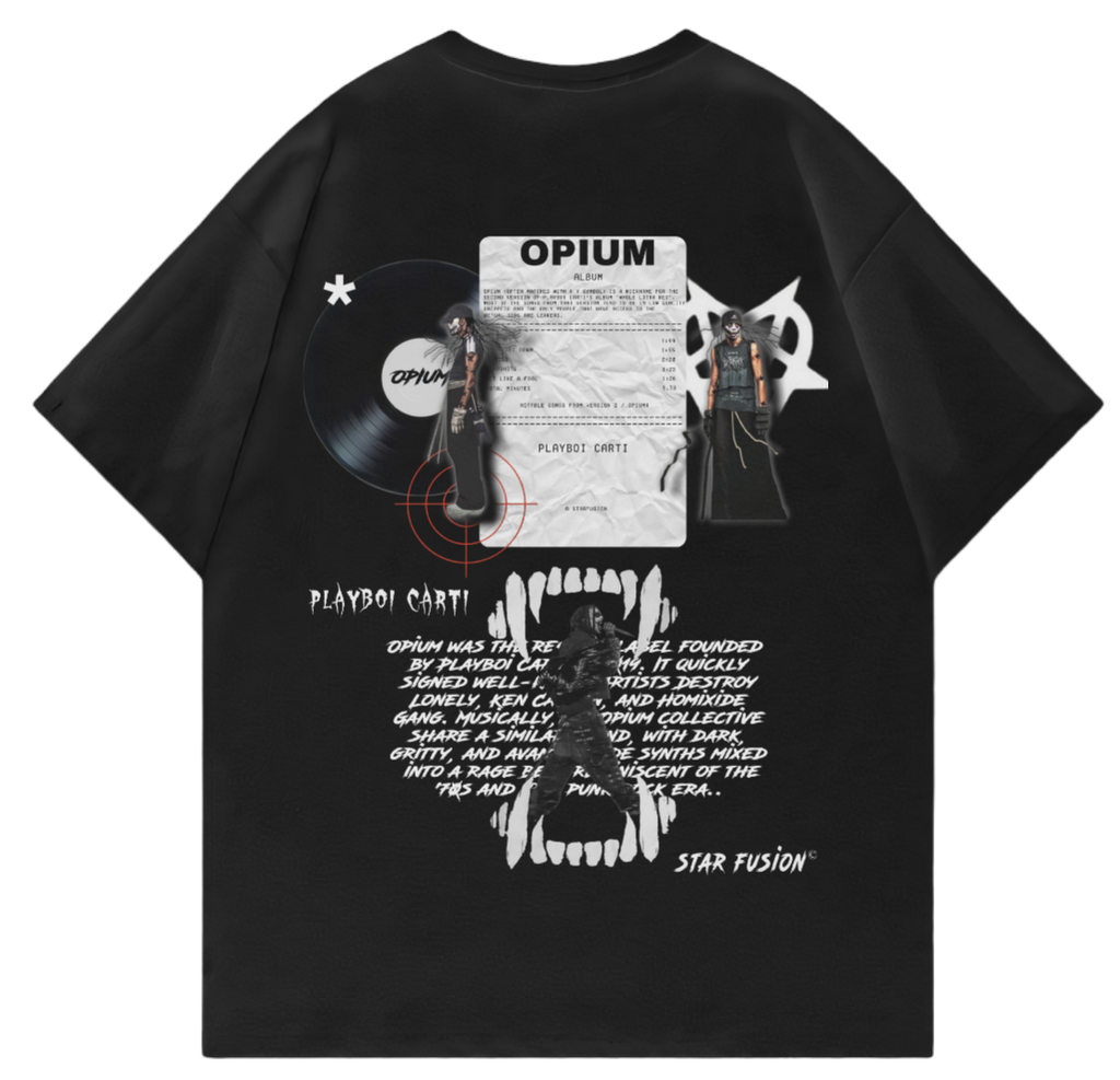 Opium Oversized T-Shirt – Playboi Carti Inspired Black Streetwear Graphic Tee