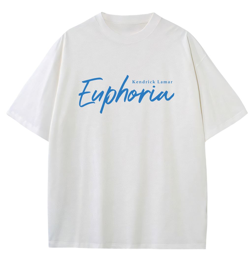 Kendrick Lamar Euphoria Oversized T-Shirt – Minimal Aesthetic White Streetwear Graphic Tee