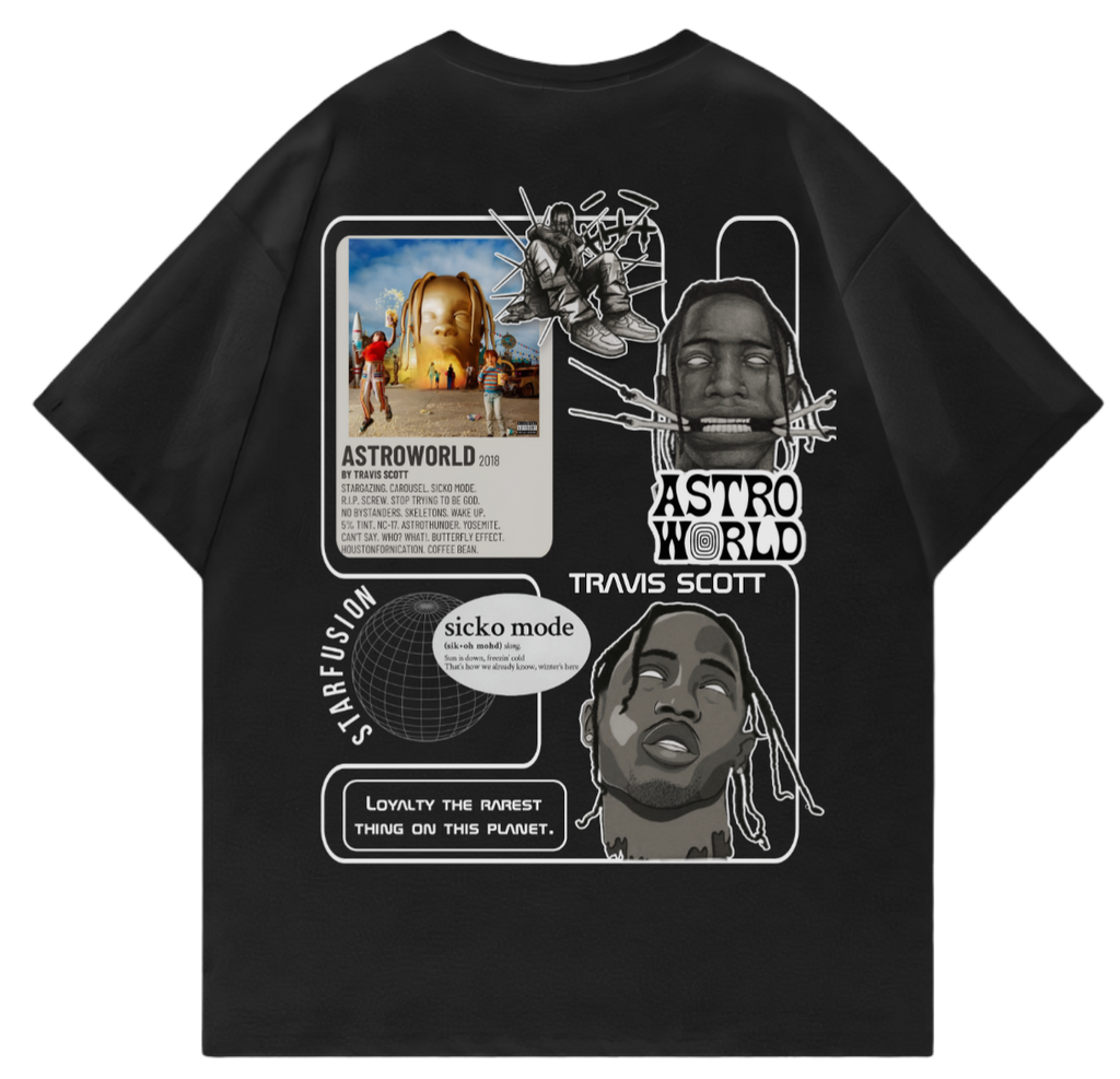 Astroworld Travis Scott Oversized T-Shirt – Premium Black Graphic Streetwear