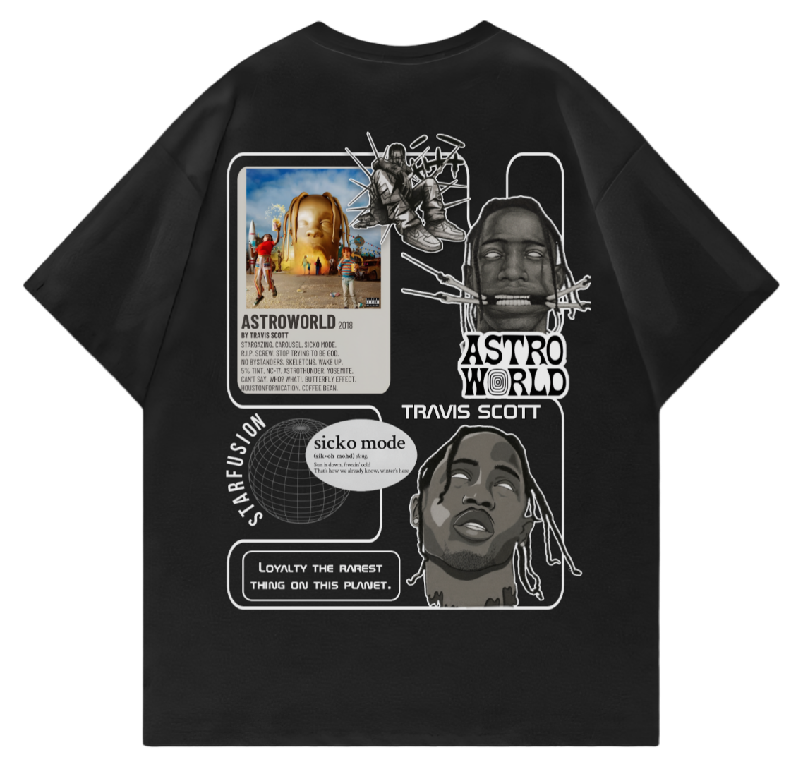Astroworld Travis Scott Oversized T-Shirt – Premium Black Graphic Streetwear
