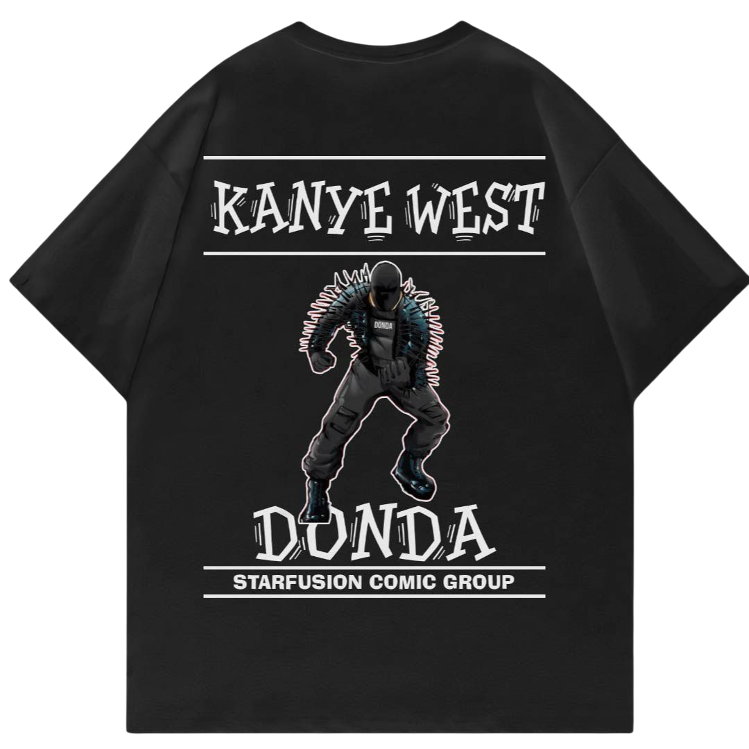 Kanye West DONDA Oversized T-Shirt – Black Graphic Streetwear Tee for Men